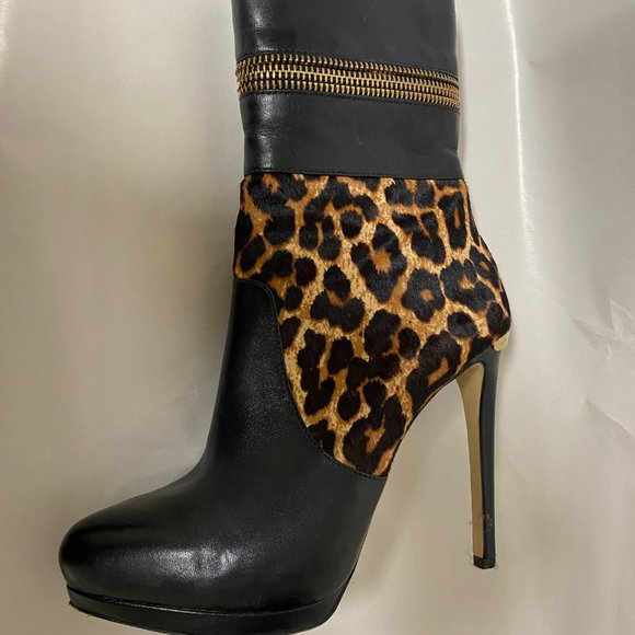 Michael Kors Black, Gold and Animal Print Bootie - Picture 9 of 15